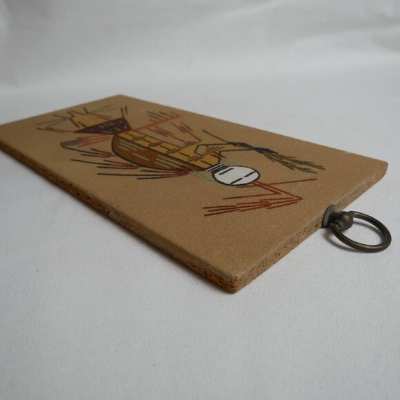 Vintage Navajo "Hunchback Medicine Man" Art With Tribal Figure Design 12" x 6" - Picture 2 of 10